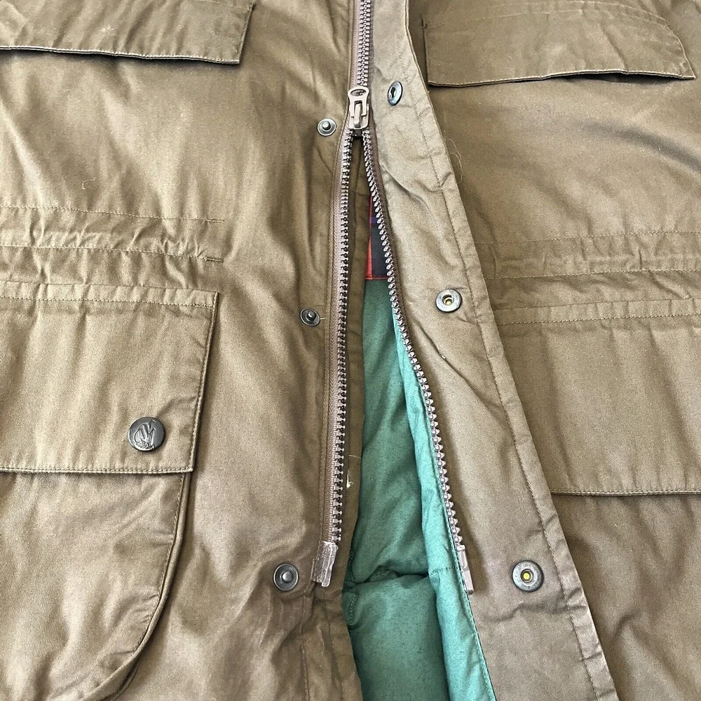 Nautica Down Filled Winter Coat Men's Brown Size M Leather Collar NO HOOD